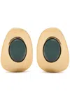 Saint Laurent Cabochon Clip-on Stud Earrings In Dark Green
