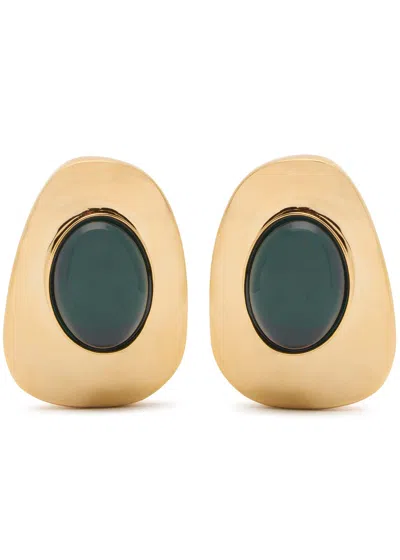 Saint Laurent Cabochon Clip-on Stud Earrings In Gold