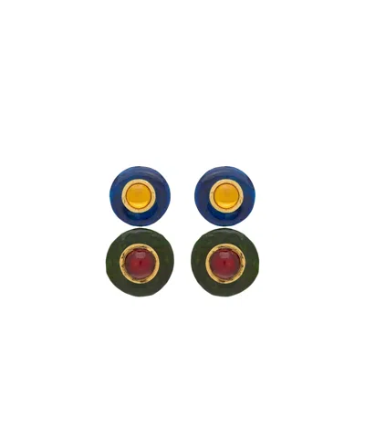 Saint Laurent Cabochon Drop Earrings In Ceramic In Multi