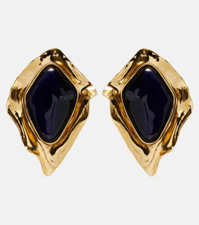 Saint Laurent Cabochon Earrings In Gold