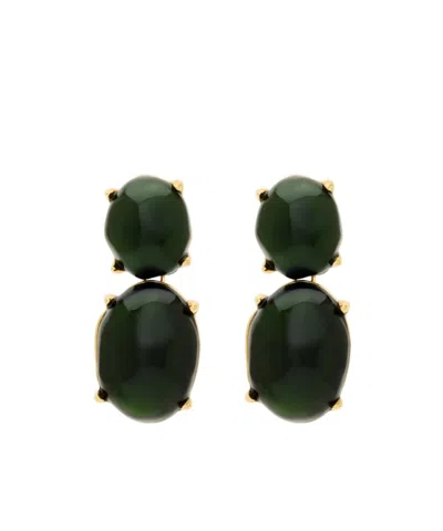 Saint Laurent Cabochon Pendant Earrings In Resin In Green