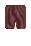 Saint Laurent Men's Cassandre Striped Shorts In Bordeaux Craie