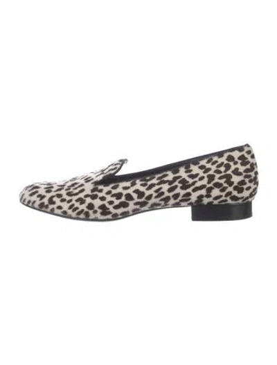 Pre-owned Saint Laurent Calf Hair Animal Print Loafers In Neutral