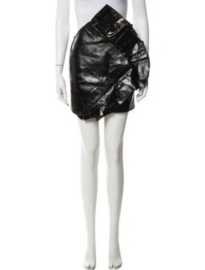 Pre-owned Saint Laurent Calf Leather Knee-length Skirt In Black