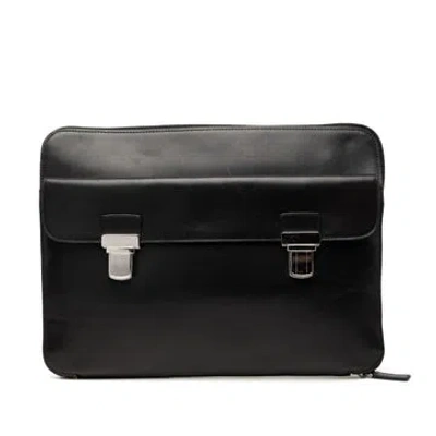 Pre-owned Saint Laurent Calf Leather Leather Clutch In Black