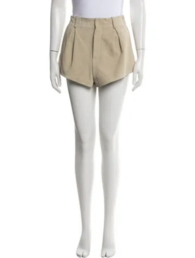 Pre-owned Saint Laurent Calf Leather Mini Shorts In Neutrals