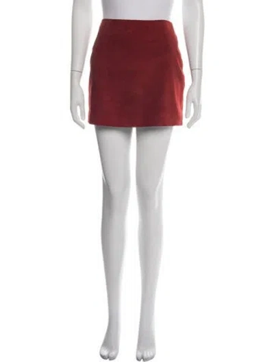 Pre-owned Saint Laurent Calf Leather Mini Skirt In Red