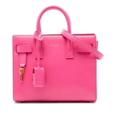 Pre-owned Saint Laurent Calf Leather Nano Leather Sac De Jour Satchel In Pink