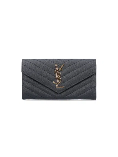 Saint Laurent Calf Leather Wallet With Refined Minimal Design In Black