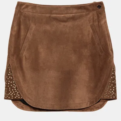 Pre-owned Saint Laurent Calf Mini Skirt 38 In Brown