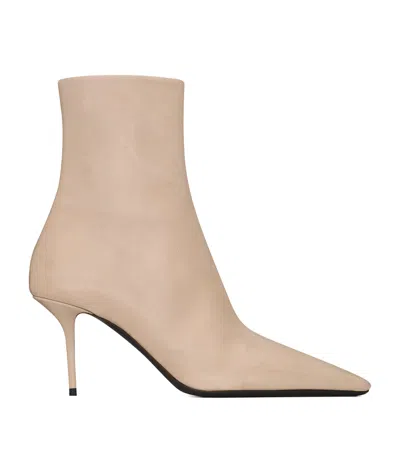 Saint Laurent Calfskin Ashley Ankle Boots 75 In Neutral