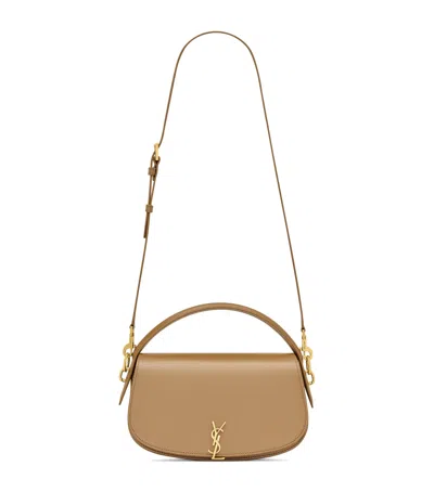 Saint Laurent Calfskin Bascule Cross-body Bag In Beige
