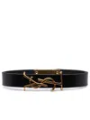 Saint Laurent Logo-plaque Leather Bracelet In Black