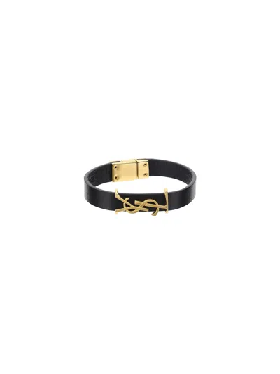 Saint Laurent Calfskin Bracelet In Black