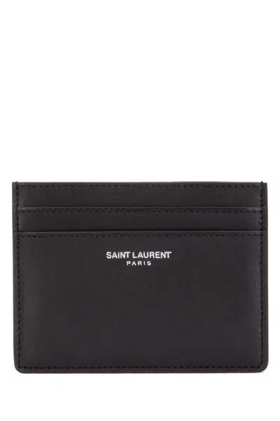 Saint Laurent Calfskin Card Case In Black