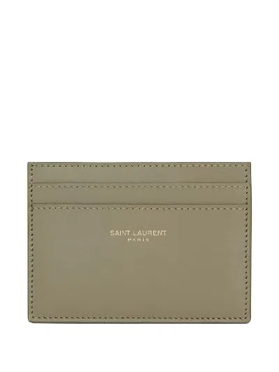 Saint Laurent Calfskin Cardholder In Green