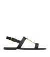 Saint Laurent Cassandre Sandals In Smooth Leather In Black