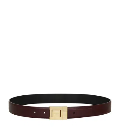 Saint Laurent Calfskin Ceinture Boucle La 76 Belt In Burgundy