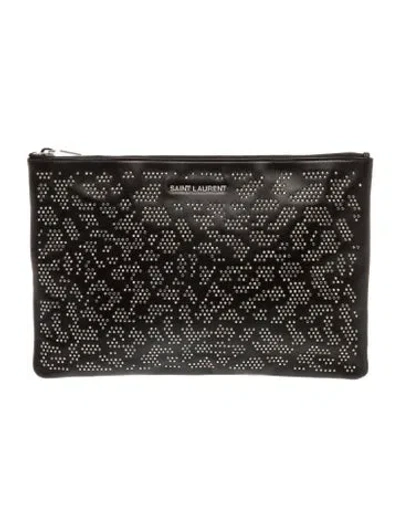 Pre-owned Saint Laurent Calfskin Clutch In Black