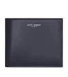 Saint Laurent Calfskin East/west Wallet In Blue