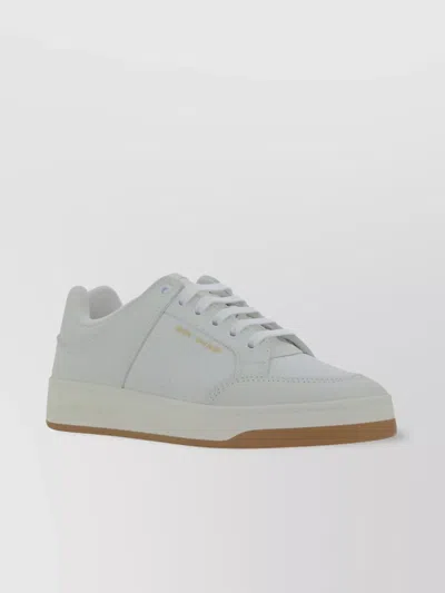 Saint Laurent Calfskin Flat Sole Low-top Sneakers In White