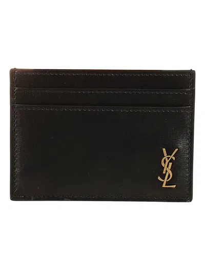 Saint Laurent Calfskin Leather Wallet With Embossed Logo