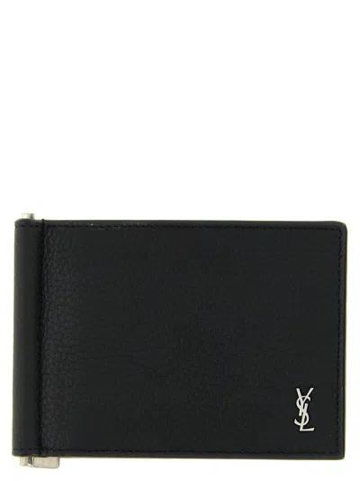 Saint Laurent Calfskin Money Clip In Black