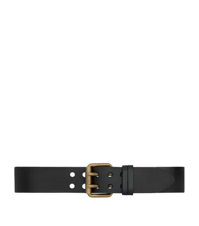 Saint Laurent Calfskin Motorcycle Buckle Belt In Black
