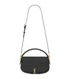 Saint Laurent Logo Plaque Foldover Top Mini Clutch Bag In Black