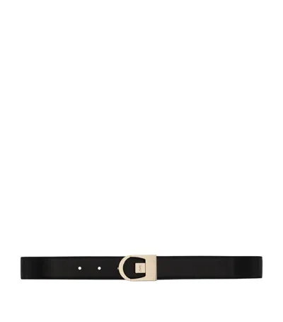 Saint Laurent Calfskin Reversible Belt In Black
