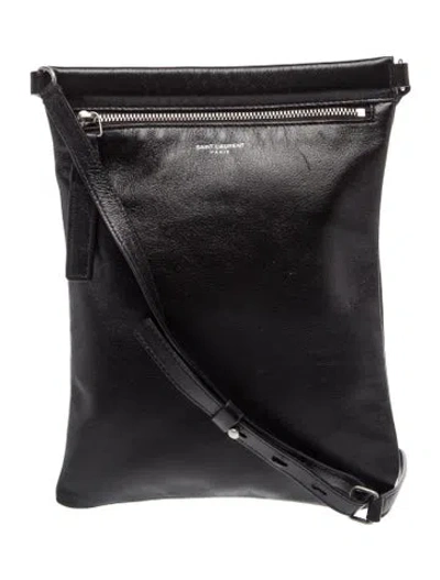 Pre-owned Saint Laurent Calfskin Sid Flat In Black