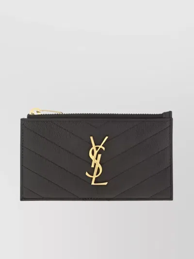 Saint Laurent Calfskin Textured Card Holder