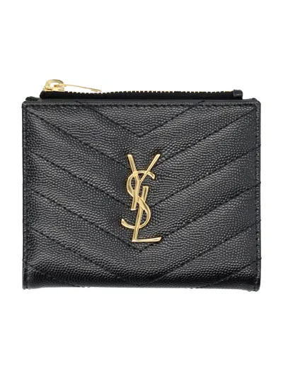 Saint Laurent Calfskin Wallet In Red