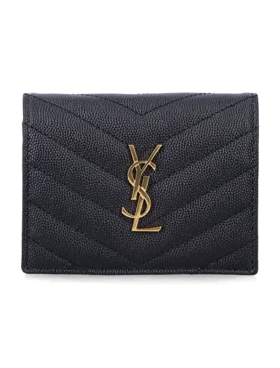 Saint Laurent Calfskin Wallet In Nero