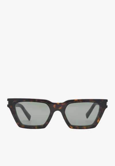 Saint Laurent Calista Squared Cat-eye Sunglasses In Gray