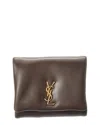 Saint Laurent Calypso Compact Pillow Leather Wallet In Brown