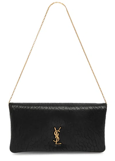 Saint Laurent Calypso Grained Leather Shoulder Bag In Black