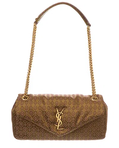 Saint Laurent Calypso Jacquard Shoulder Bag In Brown