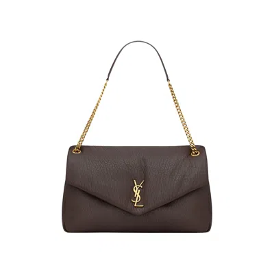 Pre-owned Saint Laurent Calypso Large In Grained Lambskin 'dark Sweet Chocolate' | Brown | Women's Size Onesiz