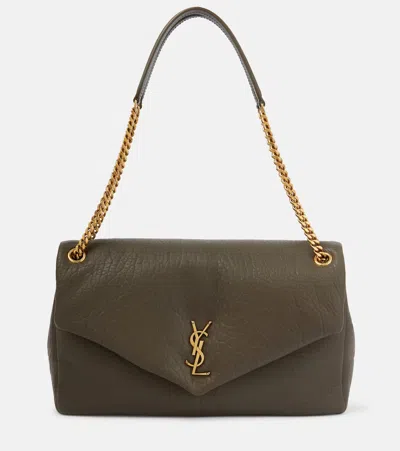 Saint Laurent Large Calypso Leather Shoulder Bag In Light Musk