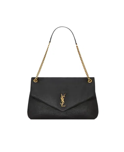 Saint Laurent Calypso Large Leather Shoulder Bag In Black
