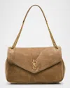 Saint Laurent Calypso Large Ysl Chain Shoulder Bag In Suede In Brown