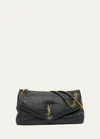 Saint Laurent Calypso Large Ysl Shoulder Bag In Leather In Black