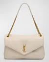 Saint Laurent Calypso Large Ysl Shoulder Bag In Leather In Crema Soft