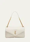 Saint Laurent Calypso Large Ysl Shoulder Bag In Leather In Crema Soft