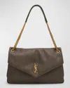 Saint Laurent Calypso Large Ysl Shoulder Bag In Leather In Light Musk