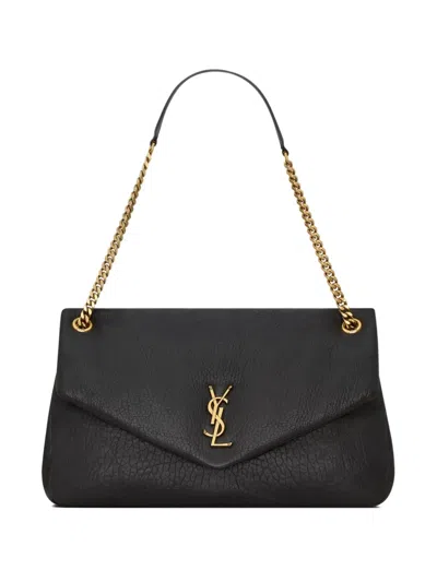 Saint Laurent Calypso Leather Chain Shoulder Bag In Black