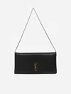 Saint Laurent Monogram Leather Wallet On Chain In Black