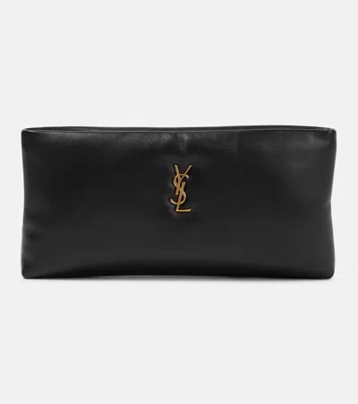 Saint Laurent Calypso Leather Pouch In Black