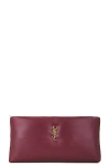 Saint Laurent Calypso Long Zipped Pouch In Dark Bordeaux